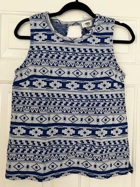 Old Navy Blue and White Aztec Knit Top